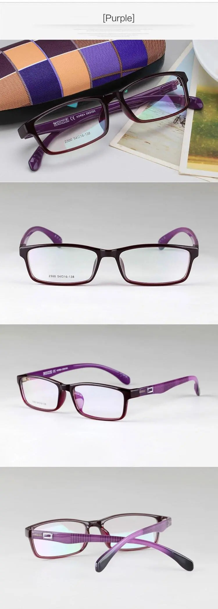 Unisex Square Full Rim TR90 Prescription Glasses 2300 — view 15 | Rx Spectacle