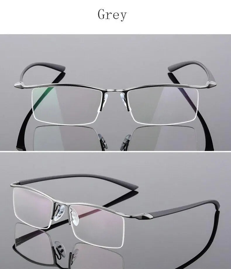 Men's Browline Semi-Rimless Alloy Prescription Glasses P8190 — view 15 | Rx Spectacle