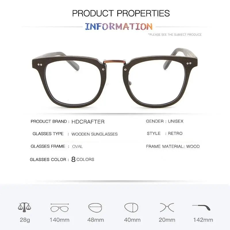 Unisex Square Full Rim Wood Prescription Glasses Lbh025 — view 11 | Rx Spectacle