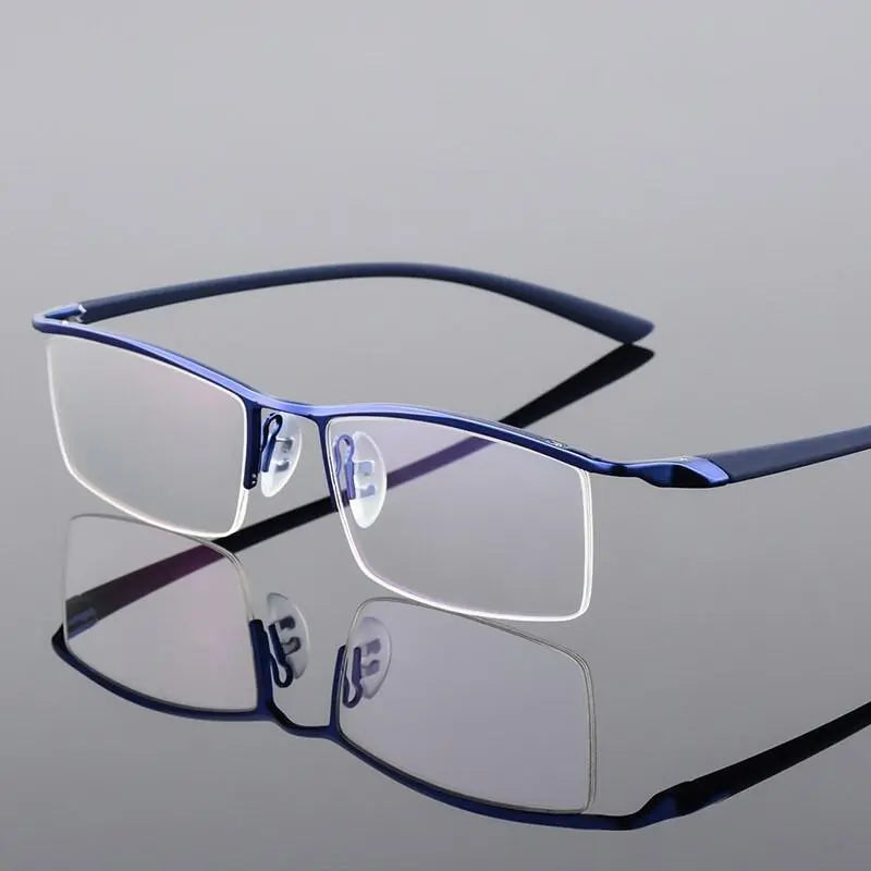 Men's Browline Semi-Rimless Alloy Prescription Glasses P8190 — view 1 | Rx Spectacle