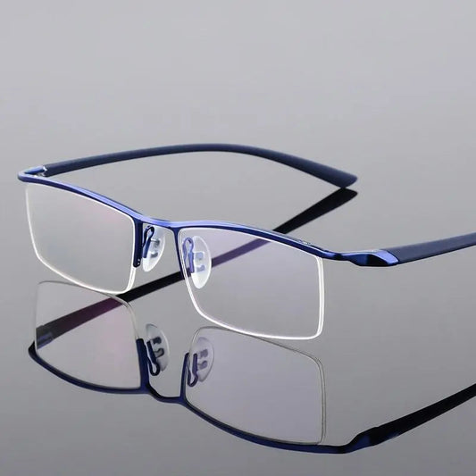 Men's Browline Semi-Rimless Alloy Prescription Glasses P8190 — view 1 | Rx Spectacle