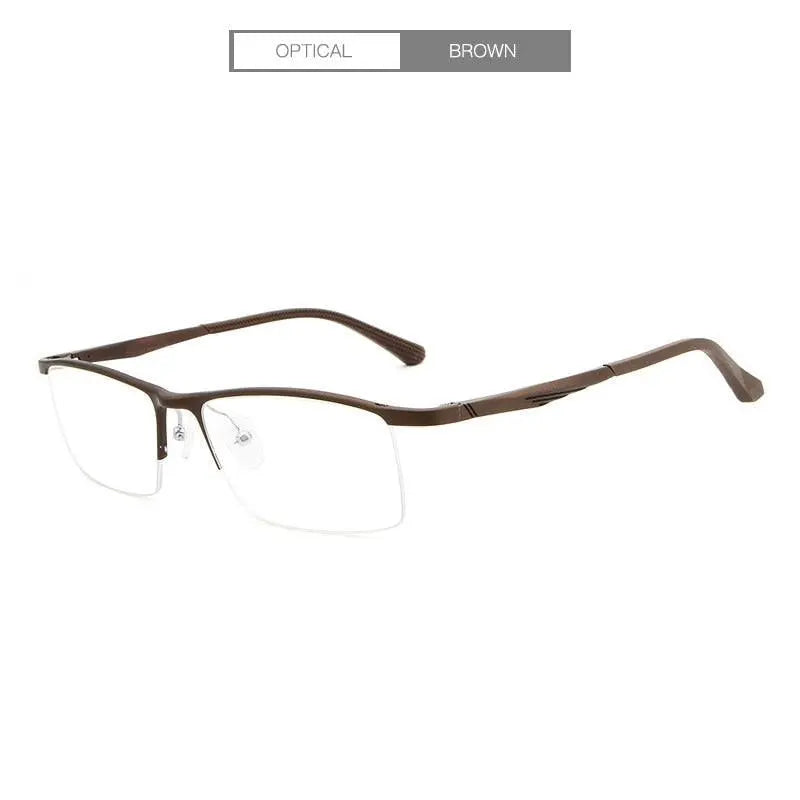 Men's Rectangular Semi-Rimless Alloy Prescription Glasses Lp6236 — view 8 | Rx Spectacle