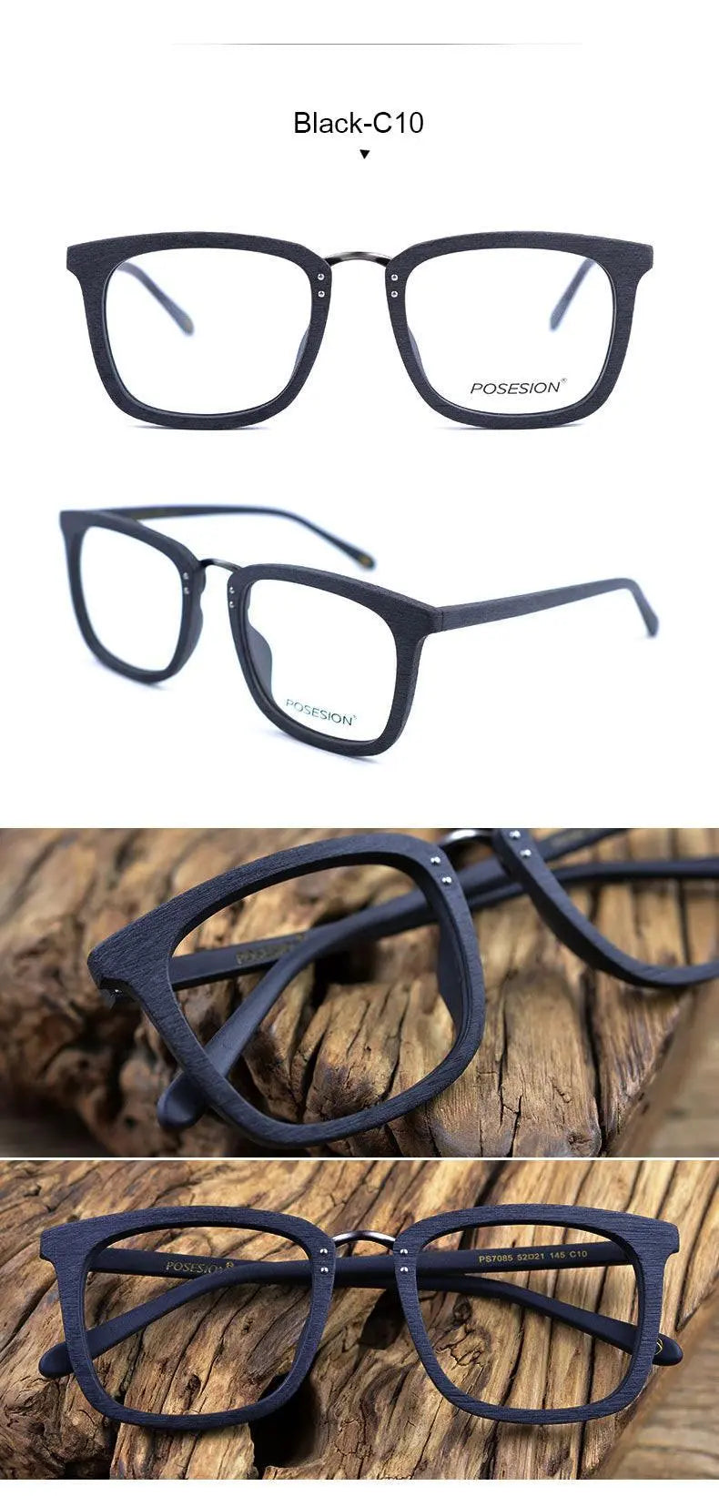 Men's Square Full Rim Alloy Prescription Glasses Ps7085 — view 10 | Rx Spectacle