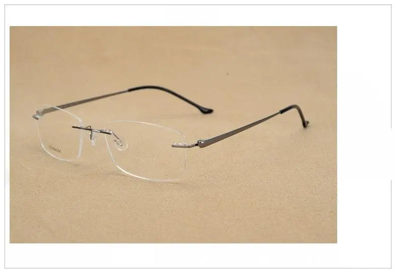 Unisex Rectangular Rimless Alloy Prescription Glasses Rw004 — view 12 | Rx Spectacle