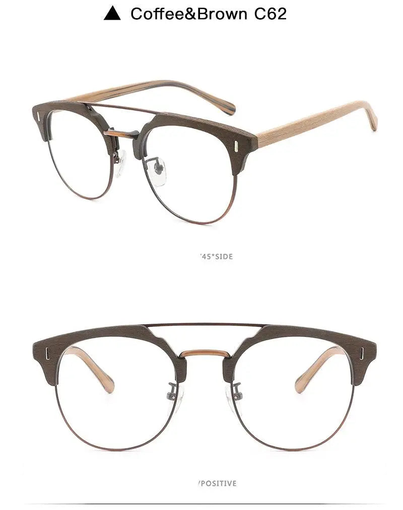 Unisex Round Full Rim Wood Prescription Glasses Bc01 — view 21 | Rx Spectacle