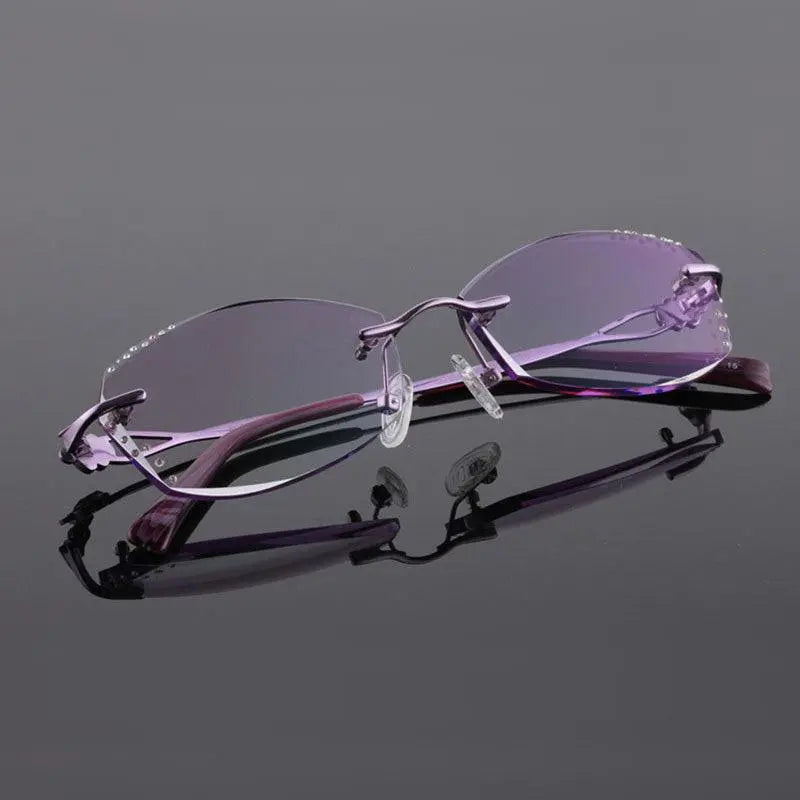 Women's Rectangular Rimless Titanium Prescription Glasses 2123 — view 2 | Rx Spectacle