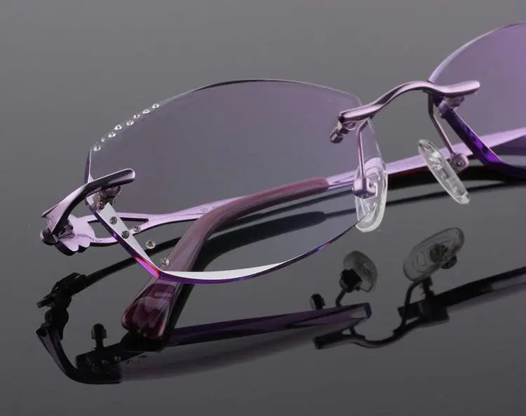 Women's Rectangular Rimless Titanium Prescription Glasses 2123 — view 9 | Rx Spectacle