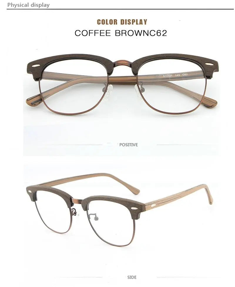 Unisex Round Full Rim Wood Prescription Glasses — view 23 | Rx Spectacle