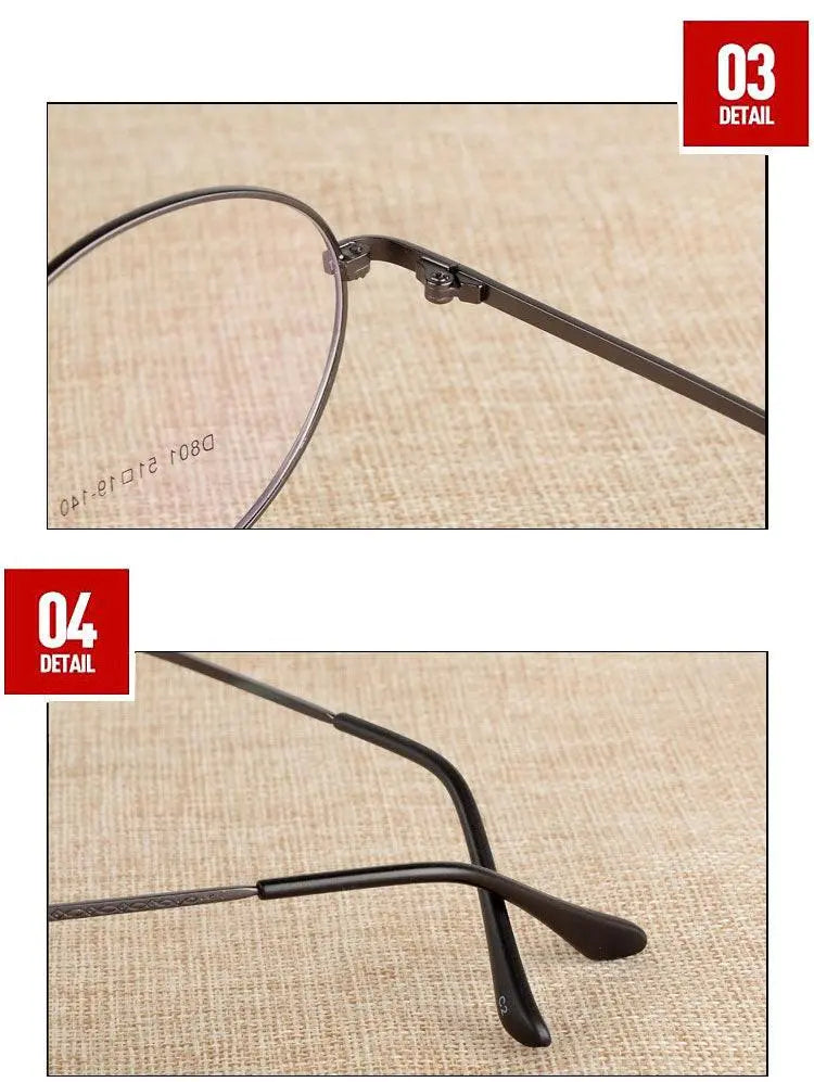 Unisex Round Full Rim Alloy Prescription Glasses J801 — view 9 | Rx Spectacle