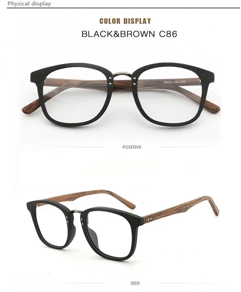 Unisex Round Full Rim Wood Prescription Glasses Hb029 — view 19 | Rx Spectacle