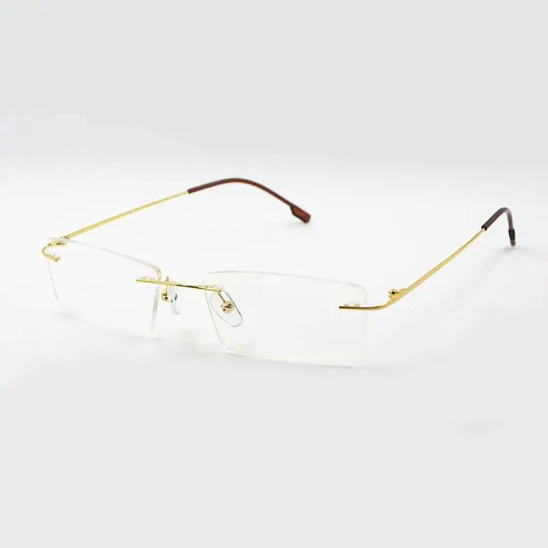 Unisex Square Rimless Titanium Prescription Glasses R522 — view 2 | Rx Spectacle