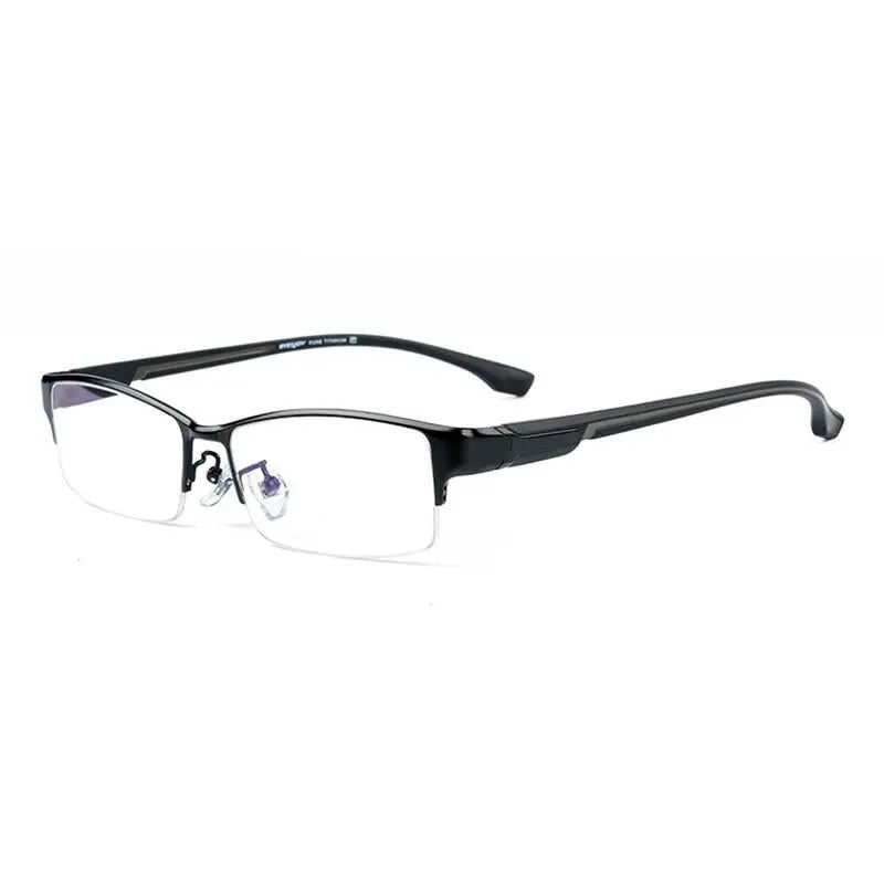 Men's Rectangular Semi-Rimless Titanium Prescription Glasses L266 — view 19 | Rx Spectacle