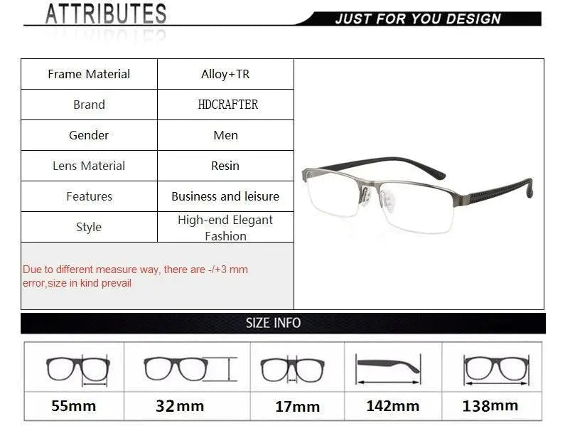 Men's Rectangular Semi-Rimless Titanium Reading Glasses 9bs — view 7 | Rx Spectacle