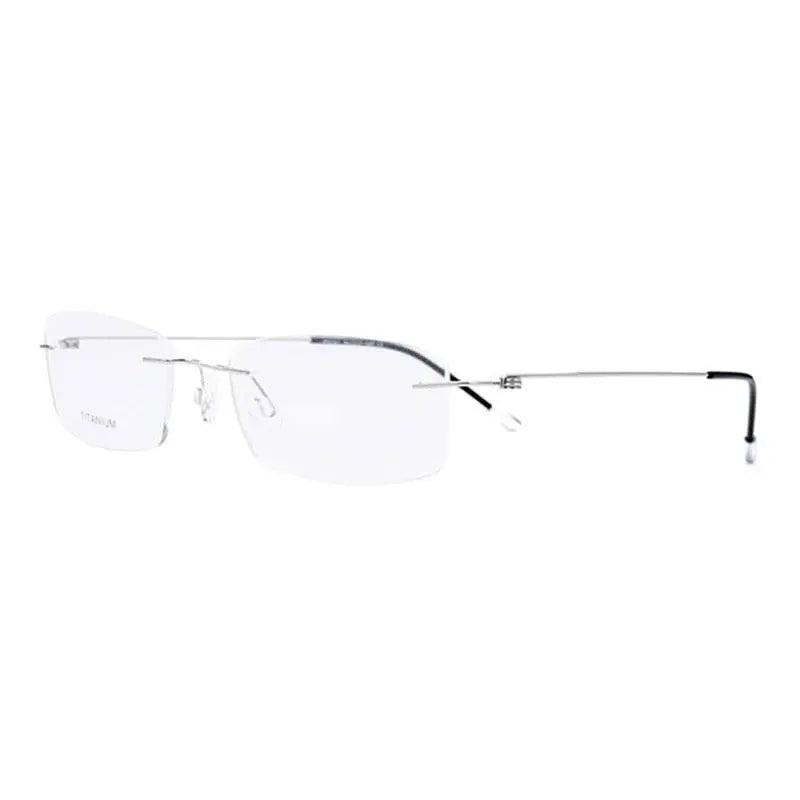 Unisex Rectangular Rimless Titanium Prescription Glasses P8361 — view 4 | Rx Spectacle
