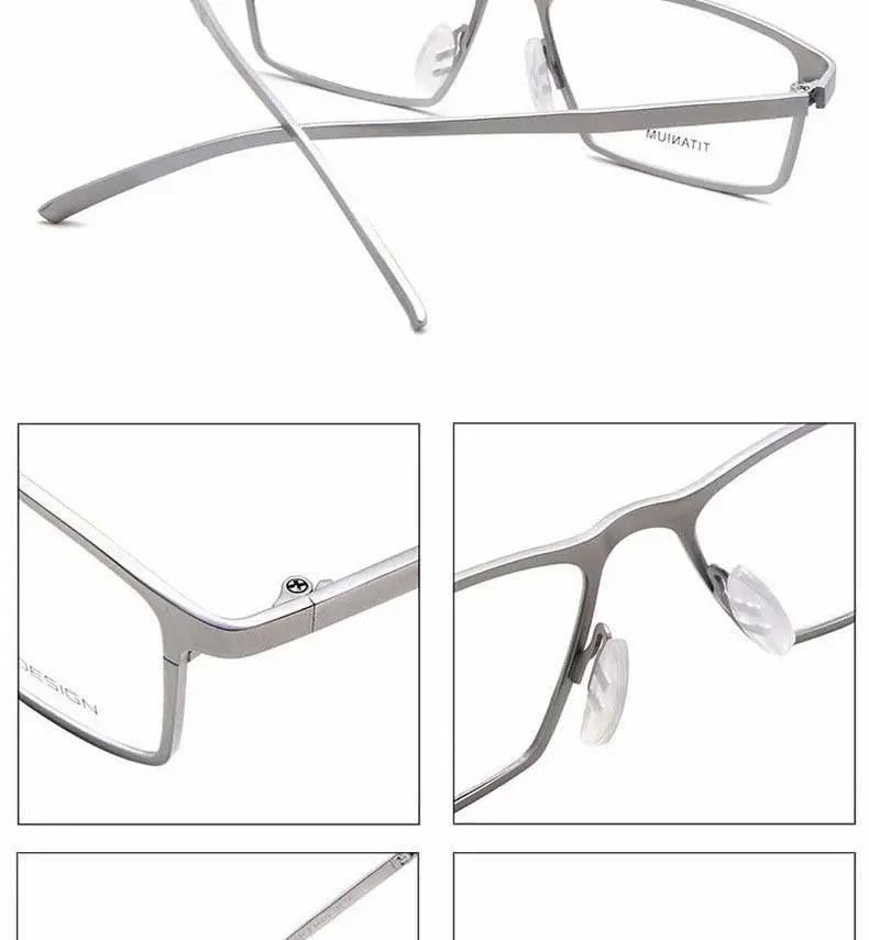 Men's Square Full Rim Titanium Prescription Glasses P8184 — view 25 | Rx Spectacle