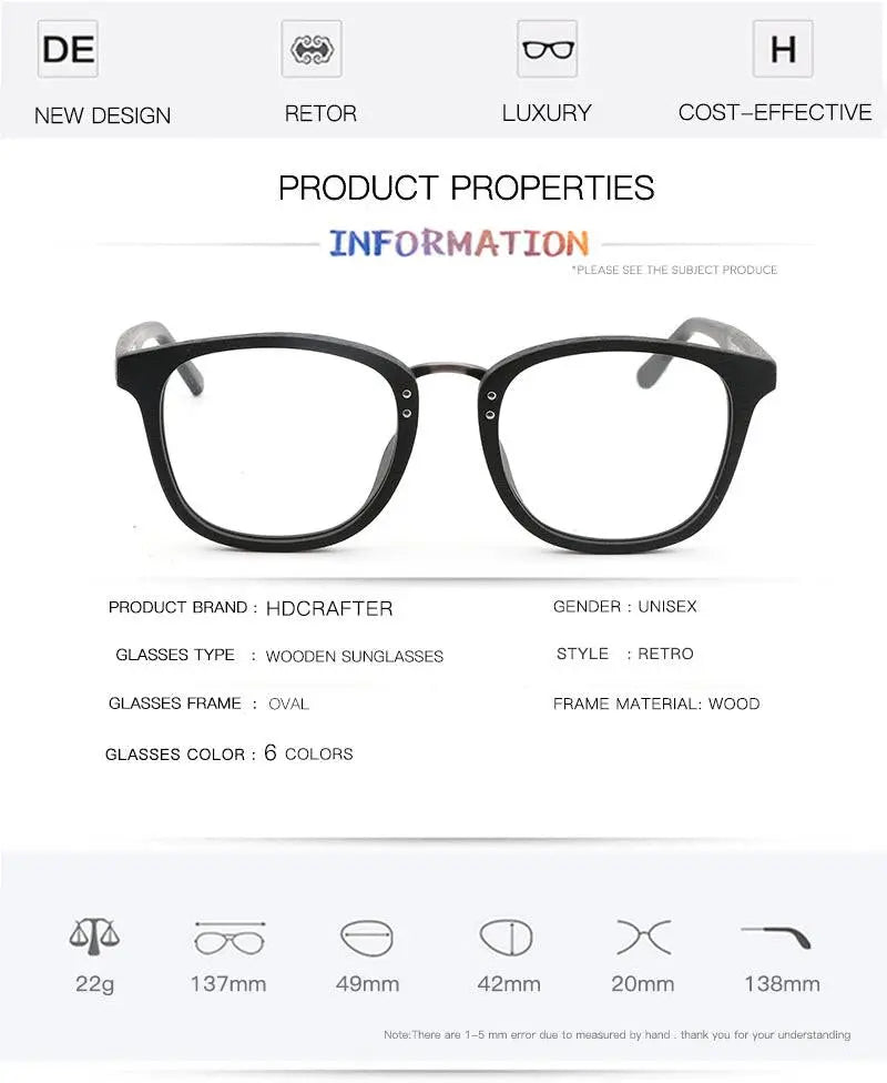 Unisex Round Full Rim Wood Prescription Glasses Hb029 — view 14 | Rx Spectacle