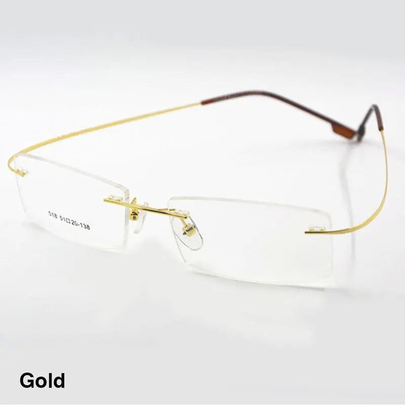 Unisex Square Rimless Titanium Prescription Glasses 2241 — view 26 | Rx Spectacle