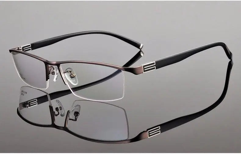 Men's Rectangular Semi-Rimless Titanium Prescription Glasses 56170 — view 17 | Rx Spectacle