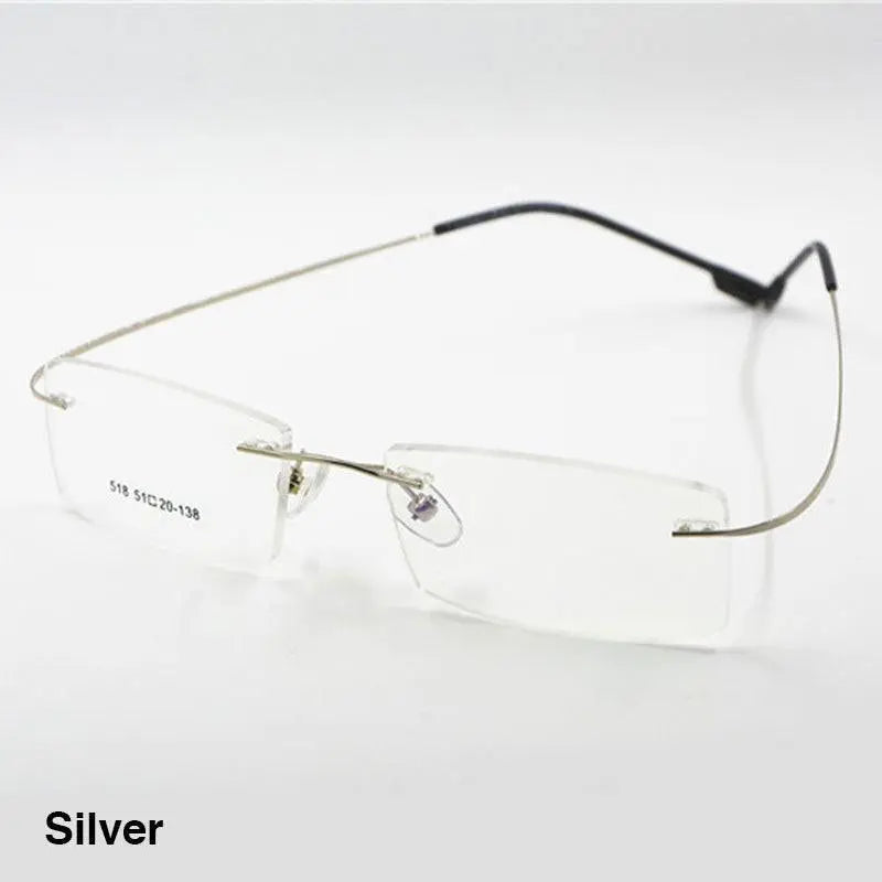 Unisex Square Rimless Titanium Prescription Glasses 2241 — view 18 | Rx Spectacle