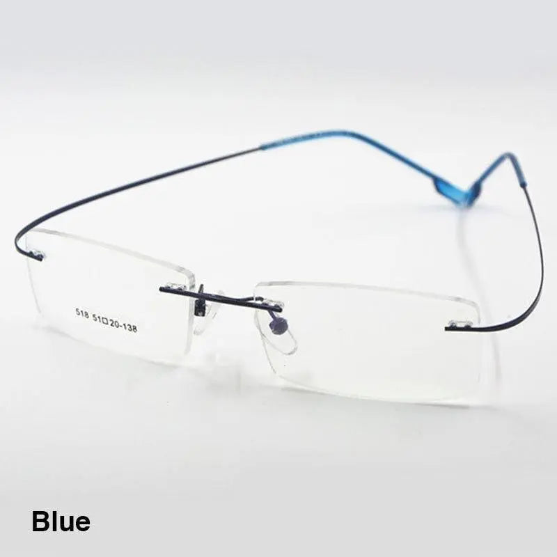 Unisex Square Rimless Titanium Prescription Glasses 2241 — view 22 | Rx Spectacle