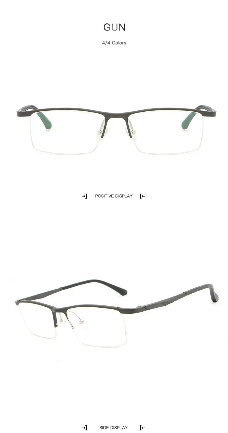 Men's Rectangular Semi-Rimless Alloy Prescription Glasses Lp6236 — view 17 | Rx Spectacle