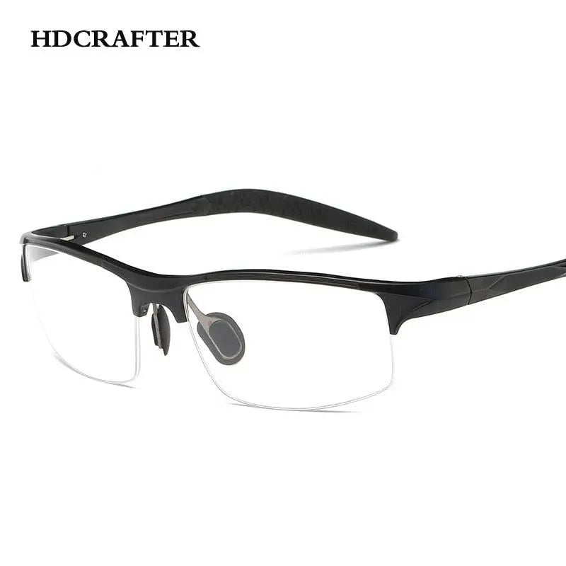 Men's Square Semi-Rimless Alloy Prescription Glasses L8177 — view 6 | Rx Spectacle