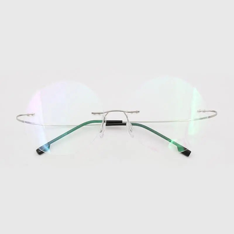 Men's Round Rimless Titanium Prescription Glasses — view 11 | Rx Spectacle