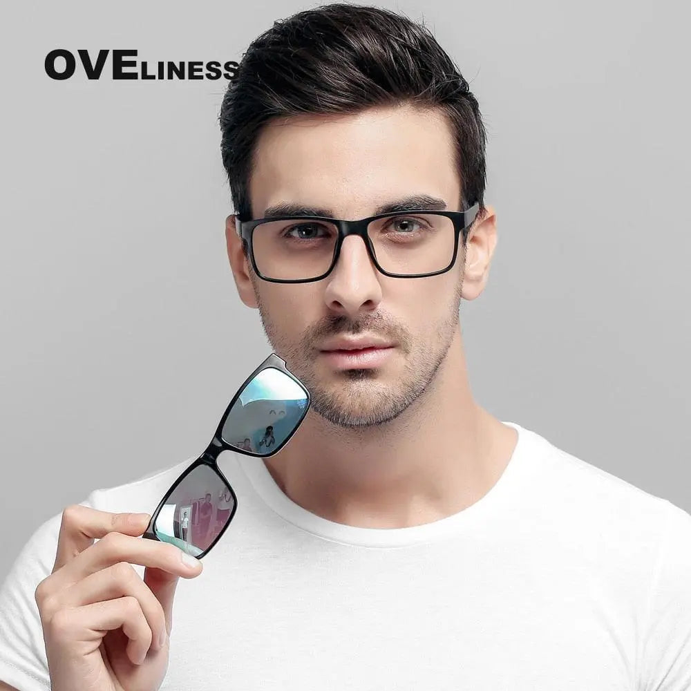Unisex Square Full Rim Titanium Clip-On Prescription Glasses 1641 — view 25 | Rx Spectacle