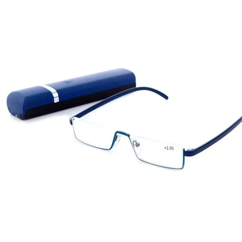 Unisex Rectangular Semi-Rimless Alloy Reading Glasses R131 — view 3 | Rx Spectacle