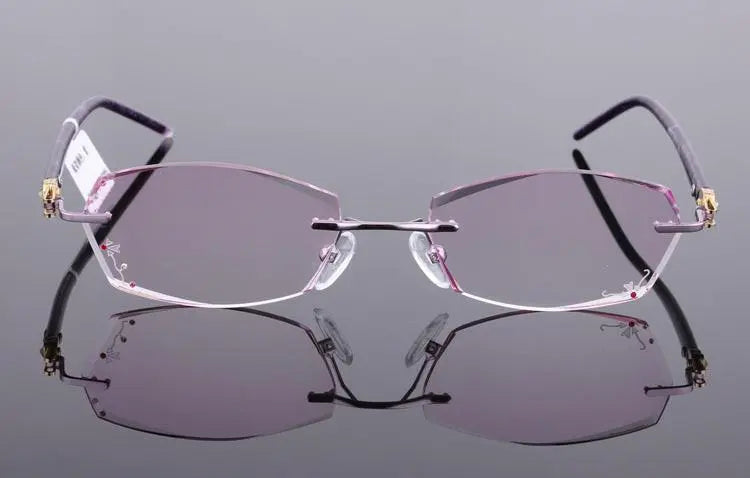 Unisex Rectangular Rimless Titanium Prescription Glasses 88005 — view 10 | Rx Spectacle