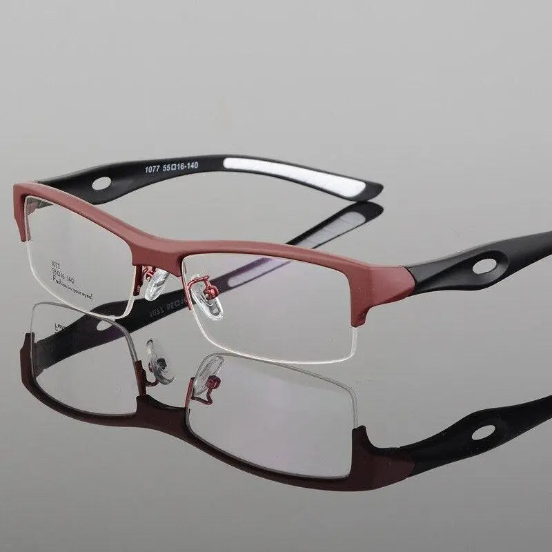 Men's Rectangular Semi-Rimless TR90 Sports Glasses 1077 — view 10 | Rx Spectacle