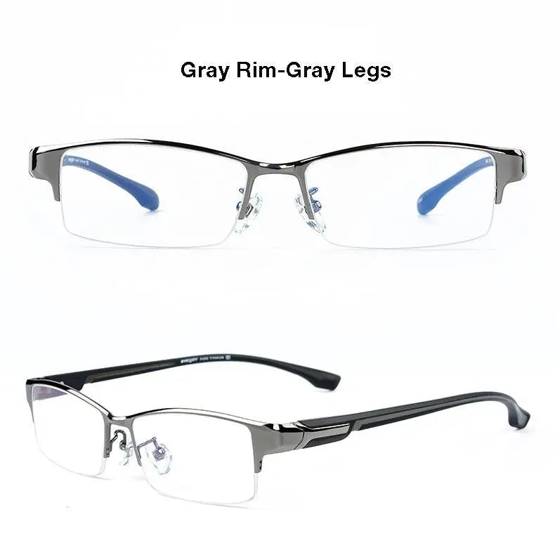 Men's Rectangular Semi-Rimless Titanium Prescription Glasses L266 — view 13 | Rx Spectacle