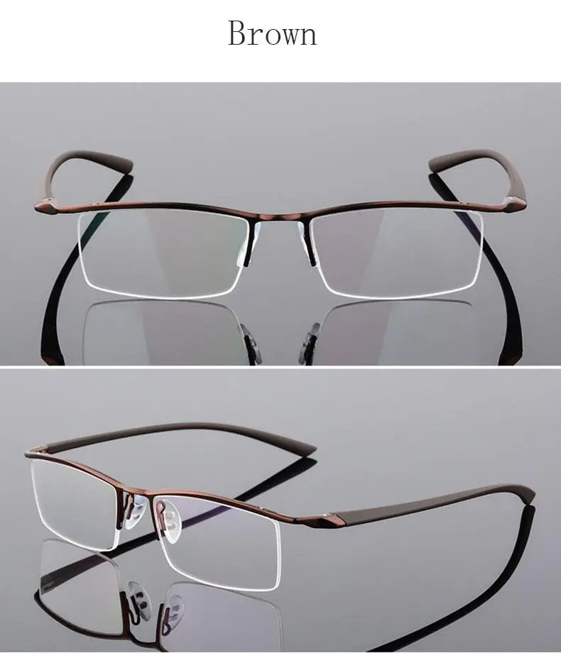 Men's Browline Semi-Rimless Alloy Prescription Glasses P8190 — view 17 | Rx Spectacle