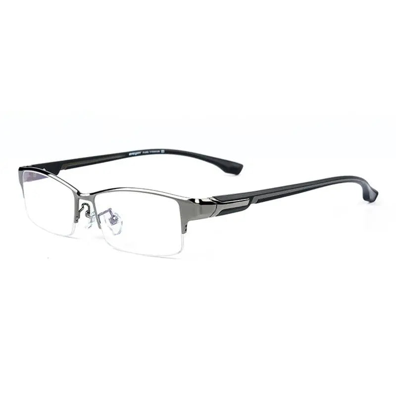 Men's Rectangular Semi-Rimless Titanium Prescription Glasses L266 — view 6 | Rx Spectacle