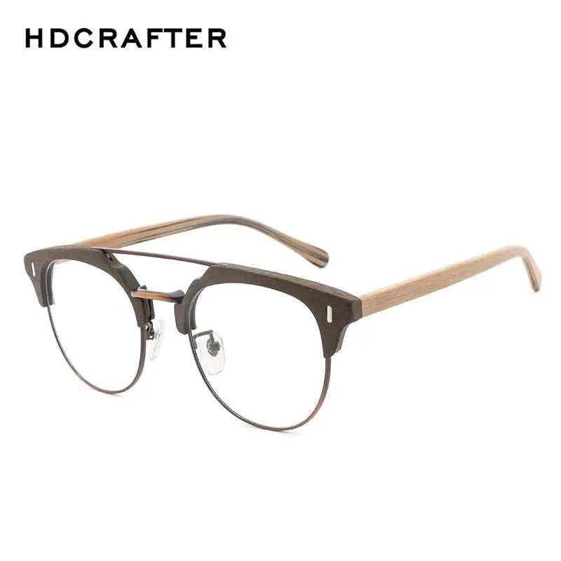 Unisex Round Full Rim Wood Prescription Glasses Bc01 — view 10 | Rx Spectacle