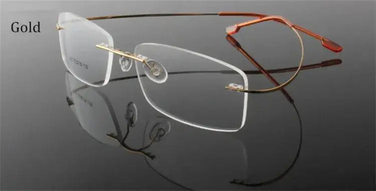 Women's Square Rimless Titanium Prescription Glasses 60745 — view 3 | Rx Spectacle