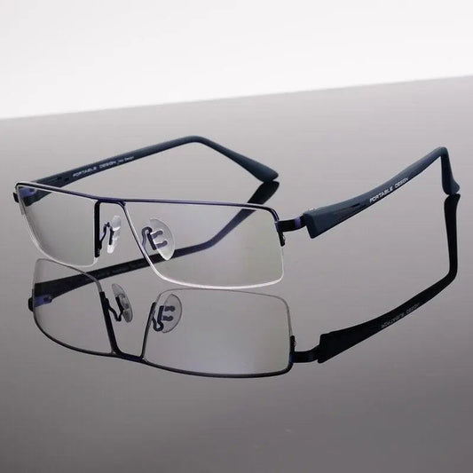 Men's Rectangular Semi-Rimless Alloy Prescription Glasses P8157 — view 1 | Rx Spectacle