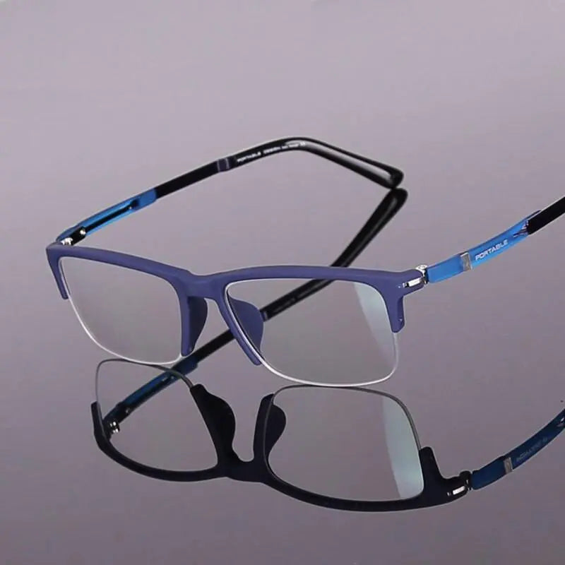 Men's Square Semi-Rimless TR90 Prescription Glasses — view 6 | Rx Spectacle