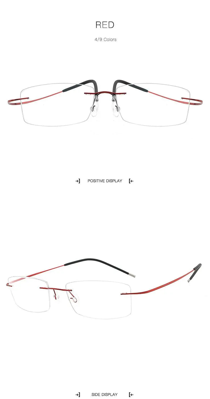 Unisex Rectangular Rimless Titanium Prescription Glasses — view 19 | Rx Spectacle