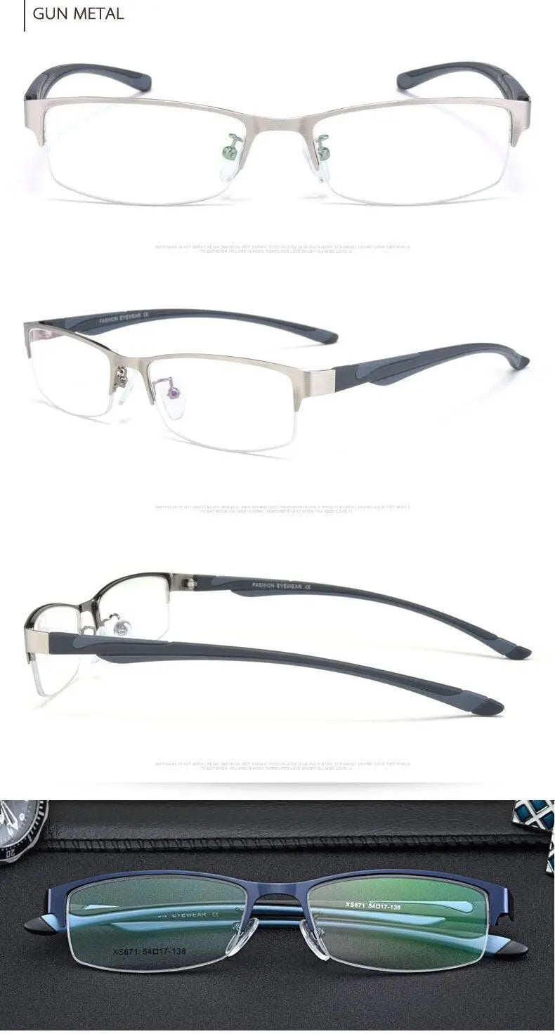 Unisex Semi-Rimless Stainless Steel Reading Glasses Xs671 — view 13 | Rx Spectacle