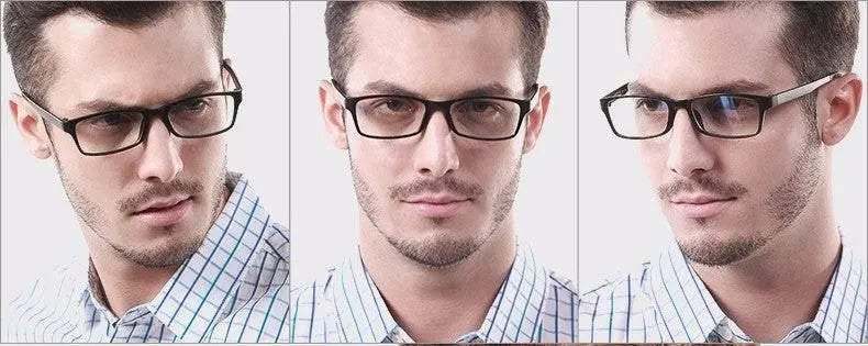 Unisex Square Full Rim Titanium Prescription Glasses 1302 — view 10 | Rx Spectacle