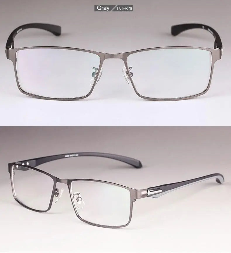 Men's Rectangular Full Rim Alloy Prescription Glasses — view 19 | Rx Spectacle
