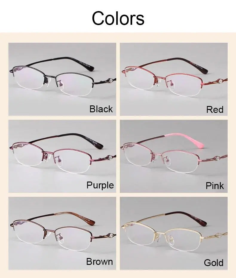 Women's Semi-Rimless Alloy Reading Glasses 3039 — view 14 | Rx Spectacle