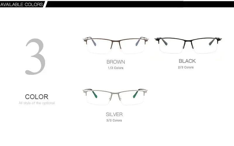 Men's Rectangular Semi-Rimless Alloy Prescription Glasses Lp6263 — view 10 | Rx Spectacle