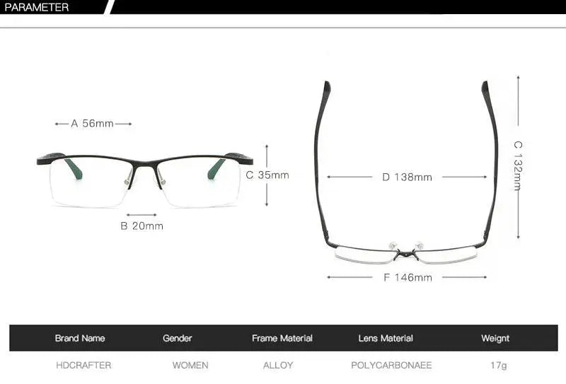 Men's Rectangular Semi-Rimless Alloy Prescription Glasses Lp6236 — view 11 | Rx Spectacle