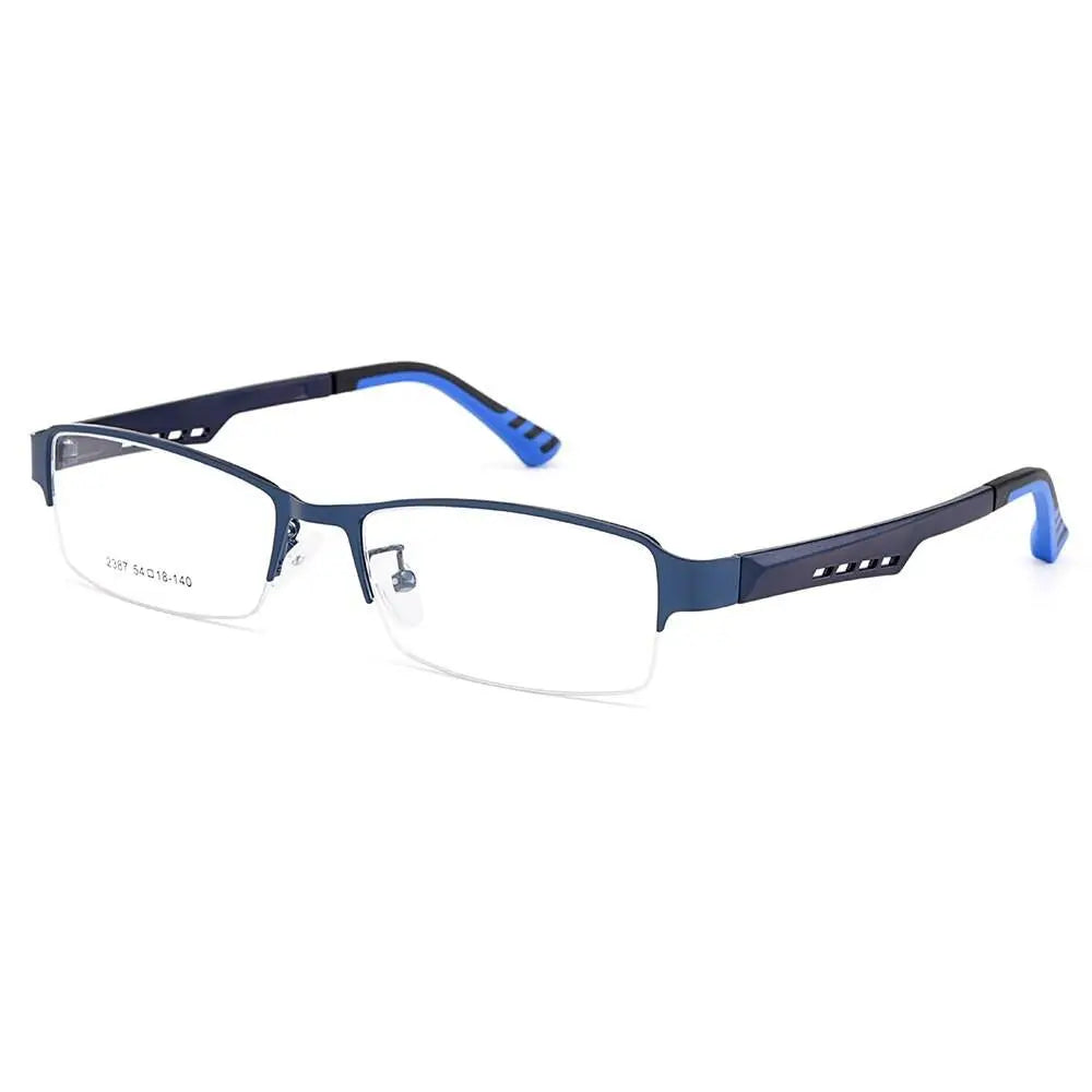 Men's Square Semi-Rimless Titanium Prescription Glasses Y2387 — view 6 | Rx Spectacle