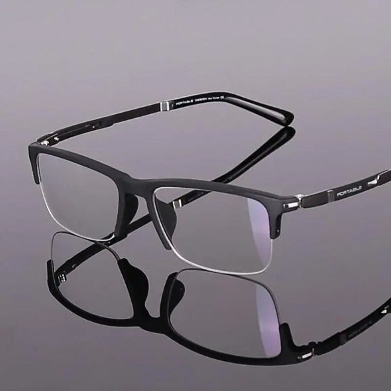 Men's Square Semi-Rimless TR90 Prescription Glasses — view 7 | Rx Spectacle