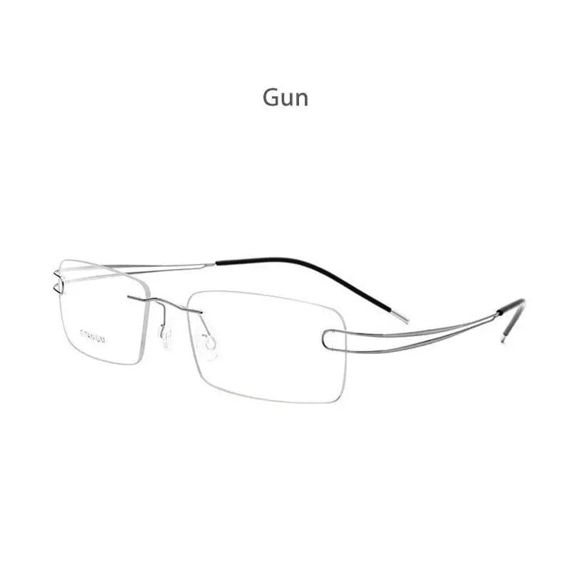 Unisex Rectangular Rimless Titanium Prescription Glasses 50003 — view 3 | Rx Spectacle