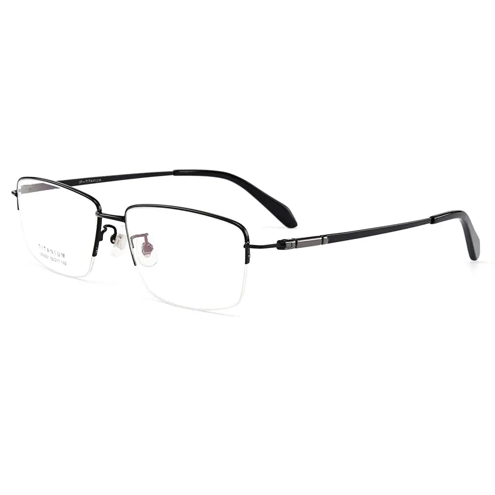 Men's Polygon Semi-Rimless Titanium Oversized Prescription Glasses 896111 — view 3 | Rx Spectacle