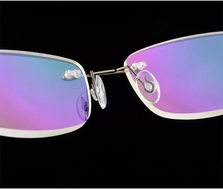 Unisex Rectangular Rimless Alloy Reading Glasses 2 — view 18 | Rx Spectacle